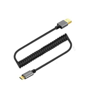 cablecreation coiled usb to micro usb cable 0.56ft to 4ft, usb 2.0 a to micro usb charging data cord works for android smartphone,tablet, wall and car charger, space gray