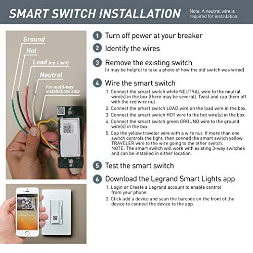 Legrand - Pass & Seymour Radiant WWRL50NICCV2 Tru-Universal Enabled Dimmer, Nickel Smart Wi-Fi Switch