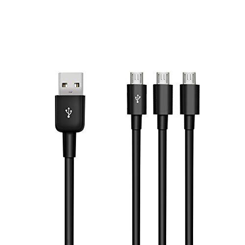 Duttek USB to Micro USB Splitter Cable, 3 in 1 USB 2.0 A Male to Three Micro USB Male 1 to 3 Sync Charging Cable Adapter Cord (25CM/10 Inch)