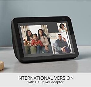 Echo Show 8 (2nd Gen, 2021 release) | International Version with UK Power Adaptor | HD smart display with Alexa and 13 MP camera | Charcoal