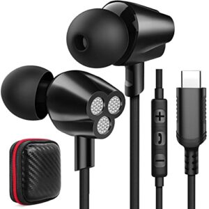 cooya usb c headphones type c wired earbuds for samsung s23 s22 ultra s21 s20 galaxy note 20 dac bass stereo headsets with microphone for ipad pro air 4 5th in-ear earphones for pixel 7 6 oneplus 9 10
