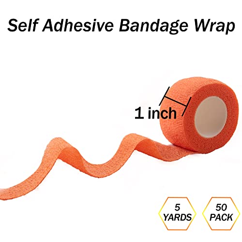 BQTQ 50 Rolls Self Adhesive Bandage Wrap 1 inch Self Adherent Wrap Tape Bandages Colorful Self Adhesive Wraps Stretch Bandage Wrap Roll for Wrist Ankle Swelling Sprains (Rich Color)