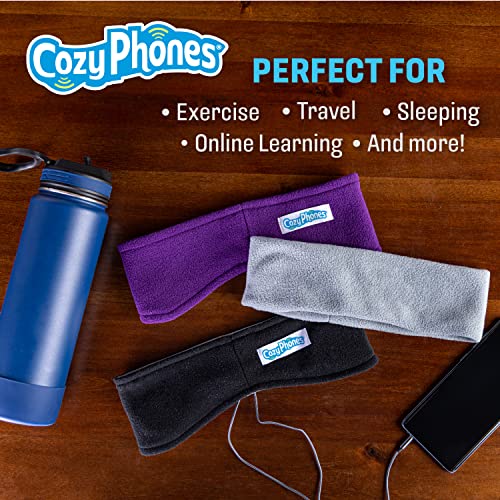 CozyPhones Sleep Headphones - Wireless Over Ear Headphones from Ultra Thin Cool Mesh Chordless Head Phones for Side Sleepers, Meditation, Running, Laptop, and Phone - Black Lycra