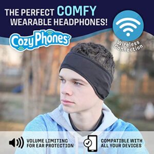 CozyPhones Sleep Headphones - Wireless Over Ear Headphones from Ultra Thin Cool Mesh Chordless Head Phones for Side Sleepers, Meditation, Running, Laptop, and Phone - Black Lycra