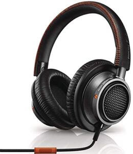 philips fidelio l2 over-ear premium portable headphones with in-line mic, noise isolation, hi-res – black/orange (l2bo)