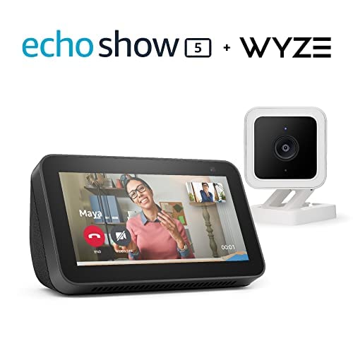 Echo Show 5 (2nd Gen, 2021 release) | Smart display with Alexa and 2 MP camera | Charcoal | with Wyze Cam V3