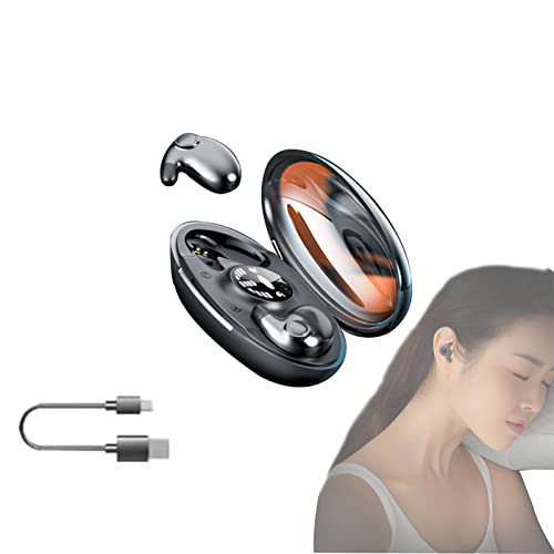 Invisible Sleep Wireless Earphone Ipx5 Waterproof, Sleep Wireless Bluetooth Earphone, 5.3 Headphones Touch Control with Wireless Charging Case (Black)