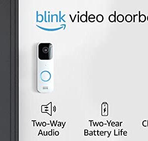 Blink Video Doorbell (White) + Mini Camera (Black) with Sync Module 2 | Two-Way Audio, HD Video, Motion and Chime Alerts | Alexa Enabled