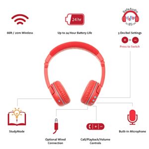 Fire 7 Kids Tablet Bundle. Includes Fire 7 Kids Tablet | Red & Made For Amazon PlayTime Volume Limiting Bluetooth Kids Headphones Age (3-7) | Red