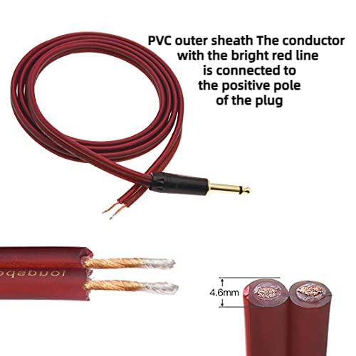 Yuchenfeng 1/4 TS to Banana Plugs Speaker Cable 6.35mm TS to Banana Plugs Speaker Audio Wire 1/4 TS Male to Dual Banana Plugs 14AWG 16.4FT OFC Hi-Fi Speaker Cable for DJ Applications Mixers