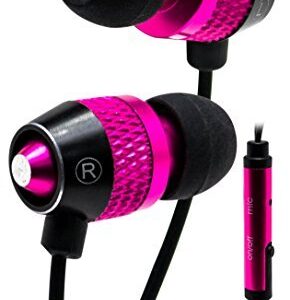 Bastex Universal Hot Pink Earphone/Ear Buds (3 pk),3.5mm Stereo Headphones in-Ear,Tangle Free Cable, with Built-in Microphone Earbuds for iPhone iPod iPad Samsung Android Mp3 Mp4 and More