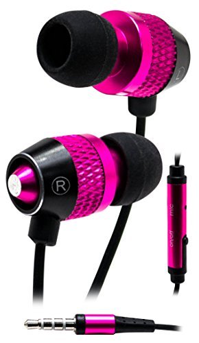 Bastex Universal Hot Pink Earphone/Ear Buds (3 pk),3.5mm Stereo Headphones in-Ear,Tangle Free Cable, with Built-in Microphone Earbuds for iPhone iPod iPad Samsung Android Mp3 Mp4 and More