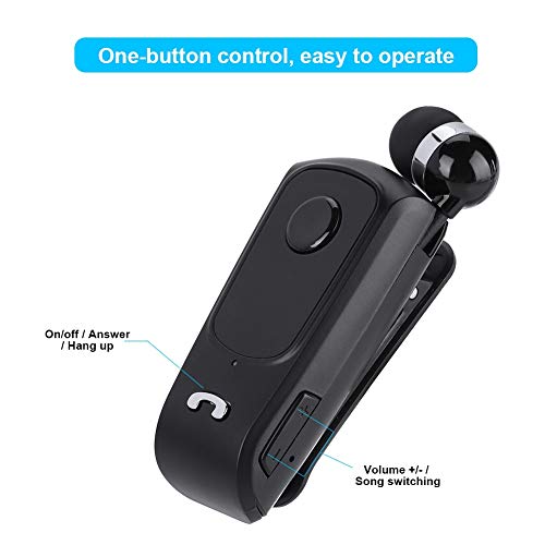 Tosuny Fineblue F920 Bluetooth 4.1 Headset Wireless Earpiece Retractable Handsfree Earphone Sports for Smartphone(Black)