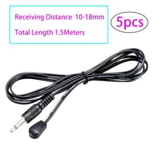 IR Infrared Emitter Extension Cable 1.5m Long 45 Degree Emission Angle 3.5mm Jack Single Red Head 5pcs
