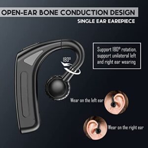 Mosonnytee Bone Conduction Headphones Bluetooth Open Ear Workout Headphones with Microphone IPX5 Waterproof Handsfree Wireless Ear Clip Bone Conduction Headphones with 6-Hours (Black)