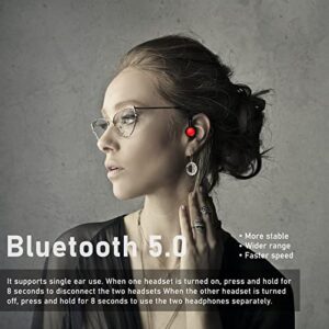 Mosonnytee Bone Conduction Headphones Bluetooth Open Ear Workout Headphones with Microphone IPX5 Waterproof Handsfree Wireless Ear Clip Bone Conduction Headphones with 6-Hours (Black)