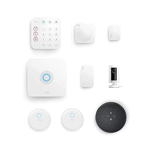 Ring | Hippo Smart Home Security Kit, 9-Piece: Ring Alarm with Indoor Cam, Flood/Freeze sensor, Smoke/CO listener and Echo Dot