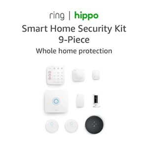 Ring | Hippo Smart Home Security Kit, 9-Piece: Ring Alarm with Indoor Cam, Flood/Freeze sensor, Smoke/CO listener and Echo Dot