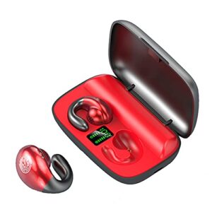 hijune wireless ear clip bone conduction headphones, open ear mini bone conduction headphones for running sports (red)