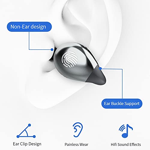 HIJUNE Wireless Ear Clip Bone Conduction Headphones, Open Ear Mini Bone Conduction Headphones for Running Sports (Red)