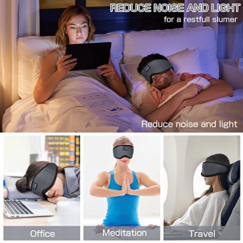 LC-dolida Sleep Headphones, Bluetooth Sleep Mask Sleeping Headphones Wireless Sleep Mask with Bluetooth Headphones 5.2 Bluetooth Eye Mask for Sleeping Long Time Play Music Headset Gifts for Men Women