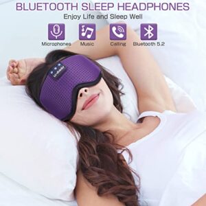 LC-dolida Sleep Headphones, Bluetooth Sleep Mask Sleeping Headphones Wireless Sleep Mask with Bluetooth Headphones 5.2 Bluetooth Eye Mask for Sleeping Long Time Play Music Headset Gifts for Men Women