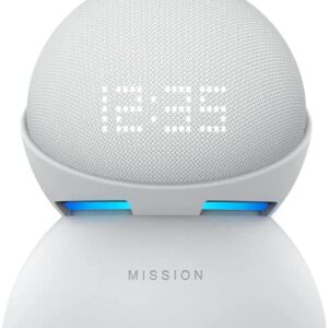 All-New Echo Dot (5th Gen) with clock Glacier White with White Battery Base