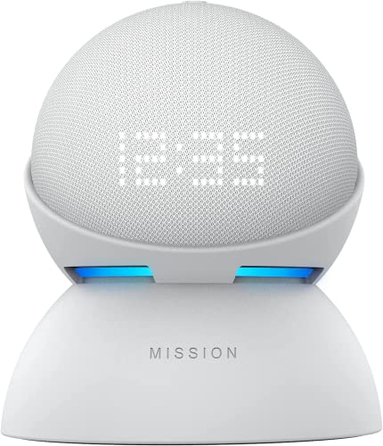 All-New Echo Dot (5th Gen) with clock Glacier White with White Battery Base