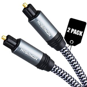 hosongin digital optical audio toslink cable for sound bar, tv – 6.6 feet, 2 pack