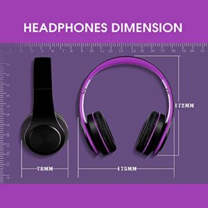 Viwind Bluetooth Wireless Headphones Over Ear with Mic, Foldable Noise Cancelling Headset for Travel Work TV PC Android Cellphone 【Hi-Fi Stereo &Comfortable Earpads】-Purple