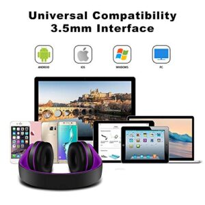 Viwind Bluetooth Wireless Headphones Over Ear with Mic, Foldable Noise Cancelling Headset for Travel Work TV PC Android Cellphone 【Hi-Fi Stereo &Comfortable Earpads】-Purple