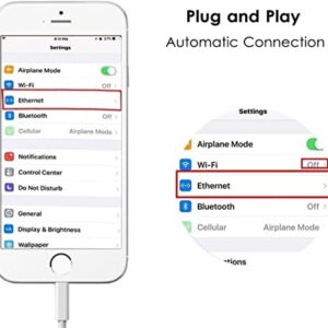 [Apple MFi Certified] Lightning to Ethernet Adapter,RJ45 Ethernet LAN Network Adapter Cable with 8 Pin Connector Compatible with iPhone 13/12/11/XS/XR/X/8/7/iPad/iPod, Plug and Play, Supports 100Mbps