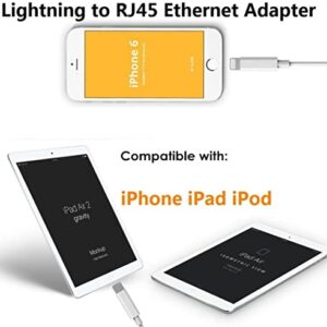 [Apple MFi Certified] Lightning to Ethernet Adapter,RJ45 Ethernet LAN Network Adapter Cable with 8 Pin Connector Compatible with iPhone 13/12/11/XS/XR/X/8/7/iPad/iPod, Plug and Play, Supports 100Mbps