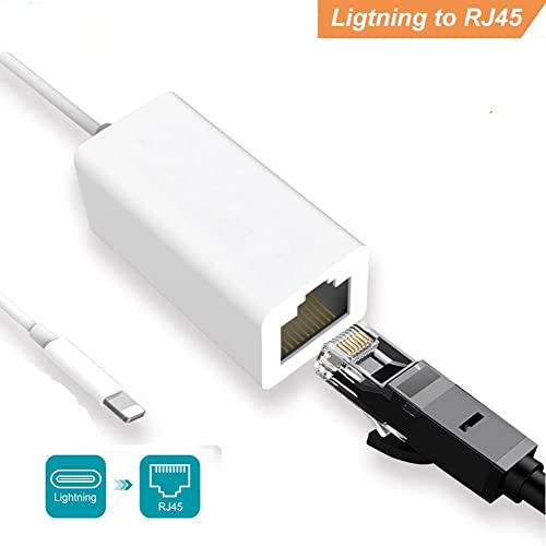 [Apple MFi Certified] Lightning to Ethernet Adapter,RJ45 Ethernet LAN Network Adapter Cable with 8 Pin Connector Compatible with iPhone 13/12/11/XS/XR/X/8/7/iPad/iPod, Plug and Play, Supports 100Mbps