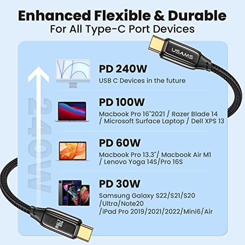 enablink 240W USB C to USB C Cable 4FT, PD3.1 Type C to Type C Cable 48V 5A Fast Charging Cord Nylon Braided USB C Charger Cable Compatible with MacBook Pro/Air,iPad Pro,Samsung Galaxy S22/S21/S20