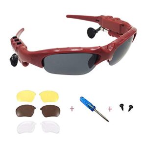 wireless bluetooth sunglasses anti-ray stereo 4.1 music bluetooth headphones for men support both headset and hands-free for all kinds of cell phones (red-gray)