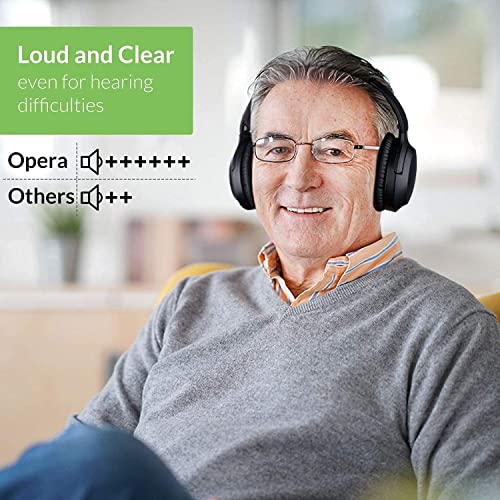 Avantree Opera Dual Link Bundle - Wireless Headphones High Volume for Seniors, Hearing Impaired (Set of 2) & Bluetooth 5.0 Transmitter Charging Dock, Long Range, Audio Bypass for Soundbar, No Delay