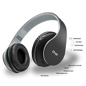 2 Items,1 Black Blue Zihnic Over-Ear Wireless Headset Bundle with 1 Black Gray Zihnic Foldable Wireless Headset