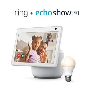 All-new Echo Show 10 (3rd Gen) - Glacier White - bundle with Ring A19 Smart LED Bulb