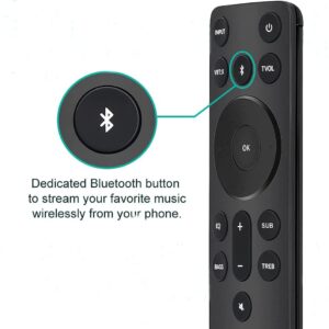 New Bluetooth Replacement Remote fit for Vizio 2.1 5.1 Home Theater Sound Bar, Vizio M, V, P-Series Home Audio Sound System, Vizio Channel Soundbar System with Subwoofer