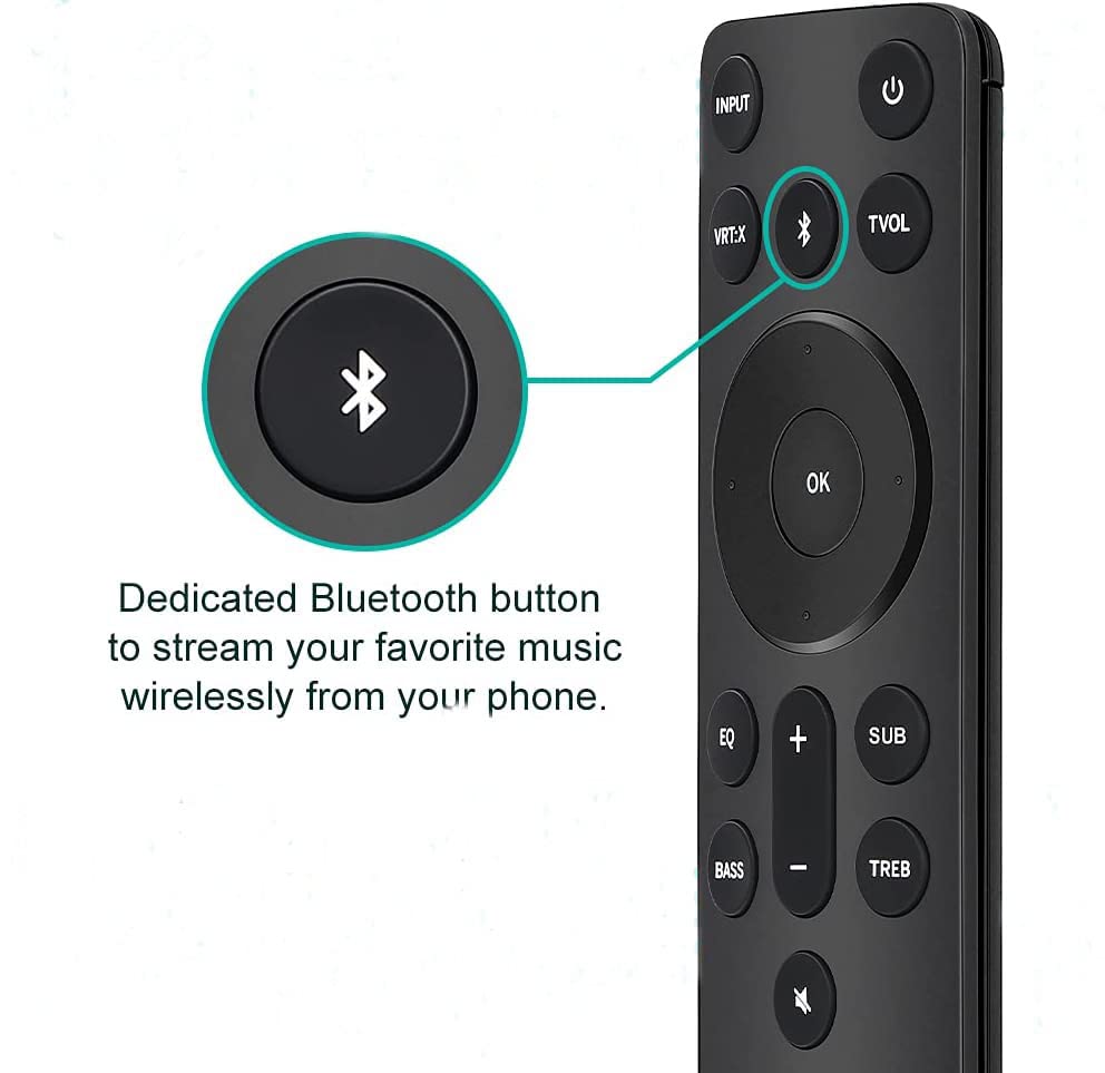 New Bluetooth Replacement Remote fit for Vizio 2.1 5.1 Home Theater Sound Bar, Vizio M, V, P-Series Home Audio Sound System, Vizio Channel Soundbar System with Subwoofer