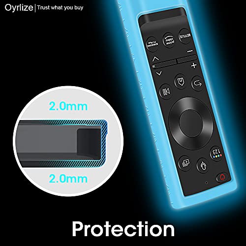 [2Pack] Silicone Protective Case for Samsung Smart TV Solar Cell Remote Control 2021,for Samsung BN59-01357 BN59-01363 Remote Replacement Shockproof Battery Back Covers Skin Holder-Glowblue Glowgreen