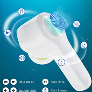 [Pearl White] Bluetooth Earbuds XLeader Pro Smart Touch Wireless Earphones with HiFi Bass USB-C Charging Case Mic 48H Playtime 6 pairs Ear Tips and Pouch Headphones for iPhone Sports Girl Working Gift