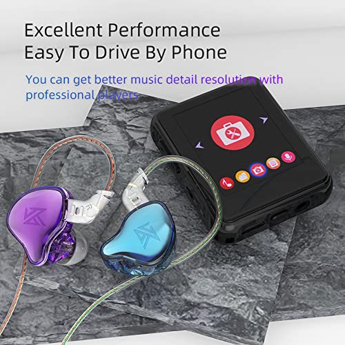 KZ EDC in-Ear Monitors, HiFi Stereo Stage/Studio IEM Wired Noise Isolating Sport Earphones/Earbuds/Headphones with Detachable Cable for Musician Audiophile (with Mic, Blue & Purple)