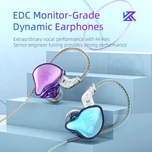 KZ EDC in-Ear Monitors, HiFi Stereo Stage/Studio IEM Wired Noise Isolating Sport Earphones/Earbuds/Headphones with Detachable Cable for Musician Audiophile (with Mic, Blue & Purple)