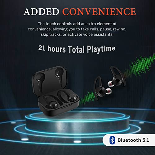 Santana Rumba by Carlos Wireless Sport Bluetooth Earbuds, Bluetooth Headphones IPX5 Waterproof, Hi-Fi HD Bass Stereo Sweatproof Earphones w/Mic Noise Cancelling Headset for Workouts, 21 HRS Playtime