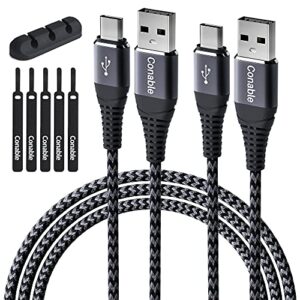 usb c cable 3a fast charging 2 feet (2 pack) a to type c nylon braided cord for samsung galaxy s20 s10 s9 s8 note 20 10, lg v30 v20 with a cable holder clip and 5 cable ties – 2 ft