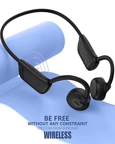 LIBMING Open Ear Bluetooth Bone Conduction Sport Headphones, Waterproof Wireless Earbuds for Workouts and Running - Built-in 32G Memory Card,Bluetooth 5.3 Swimming Headset with Mic-Black