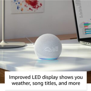 Echo Dot (5th Gen) with Clock | Cloud Blue with Philips Hue White Smart Bulb