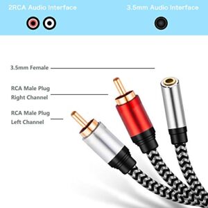 MORELECS RCA to 3.5mm Female 3.5mm Female to 2RCA Male Stereo Audio Cable 3.5mm 1/8" TRS Stereo to Dual RCA Jack Adapter Cable for Smartphones, MP3, Tablets, Home Theater 12 Inch